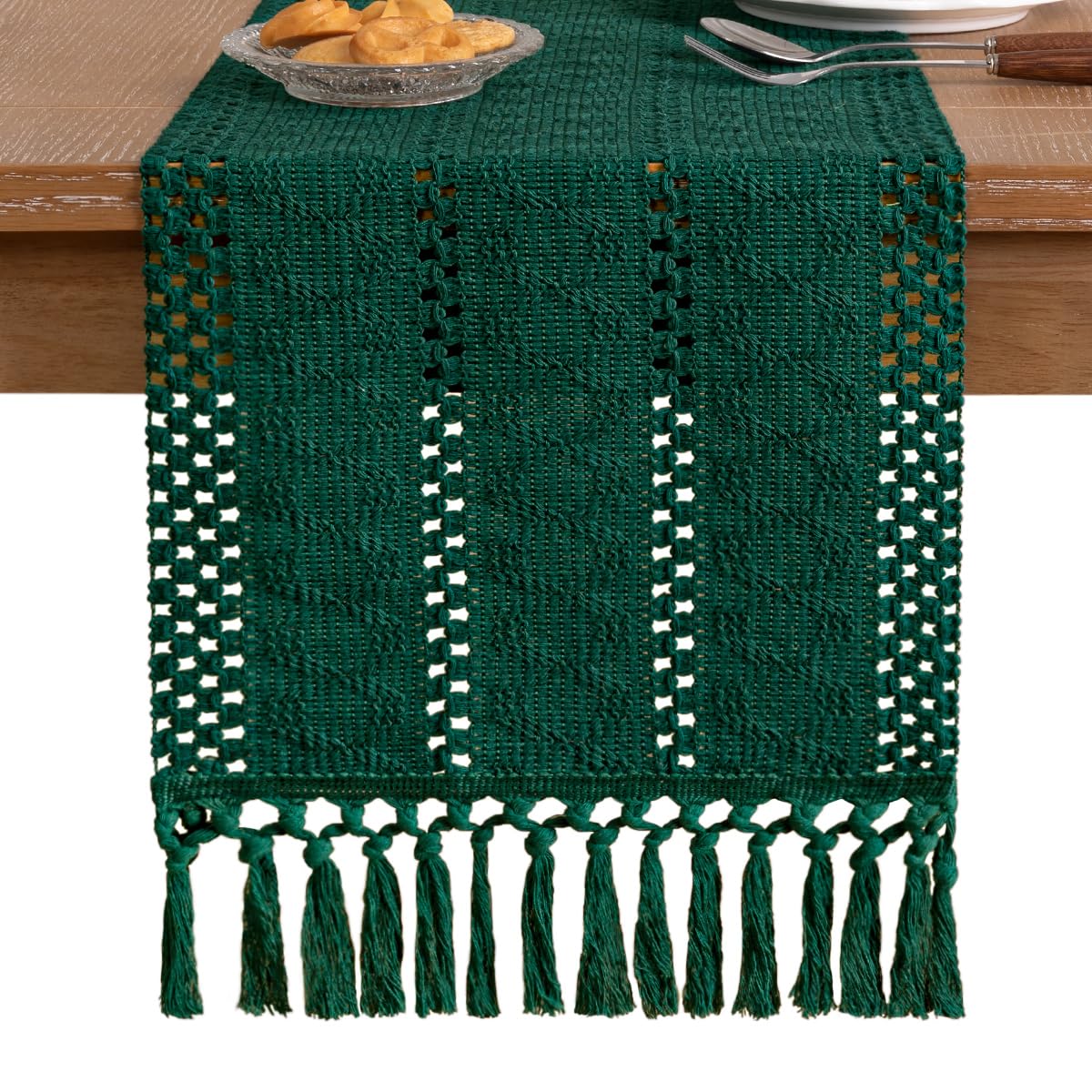 Socomi mantel corredor tejido texturizado para un ambiente boho.