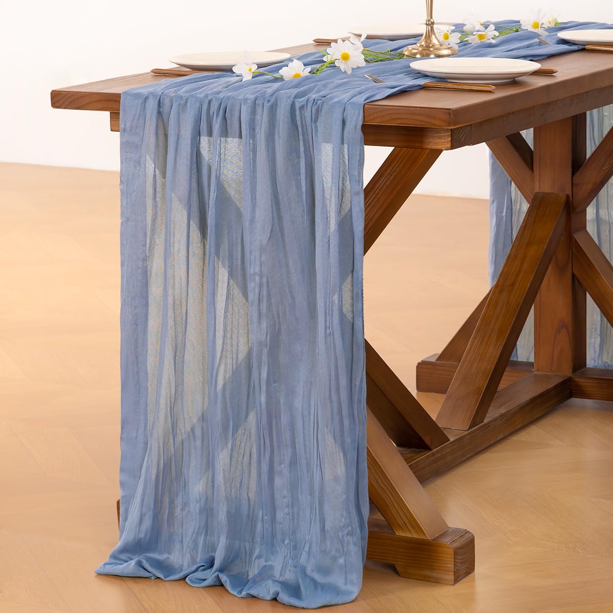 Socomi mantel gasa, bordes cosidos, evita deshilachado y mantiene elegancia.