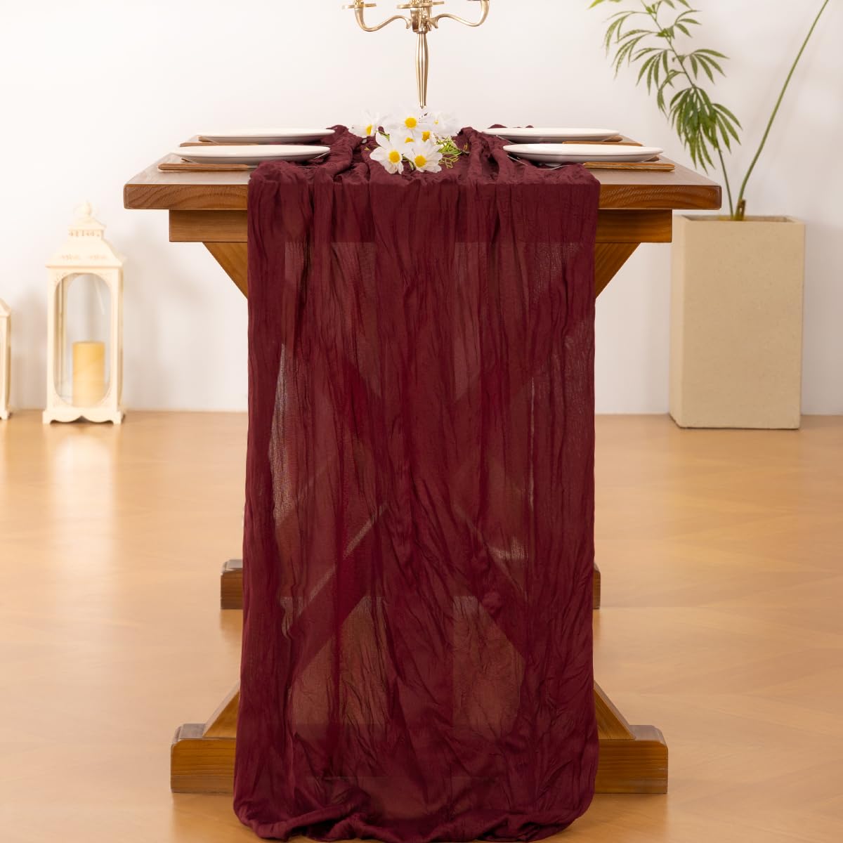 Socomi mantel gasa burdeos decorativo para arcos de boda