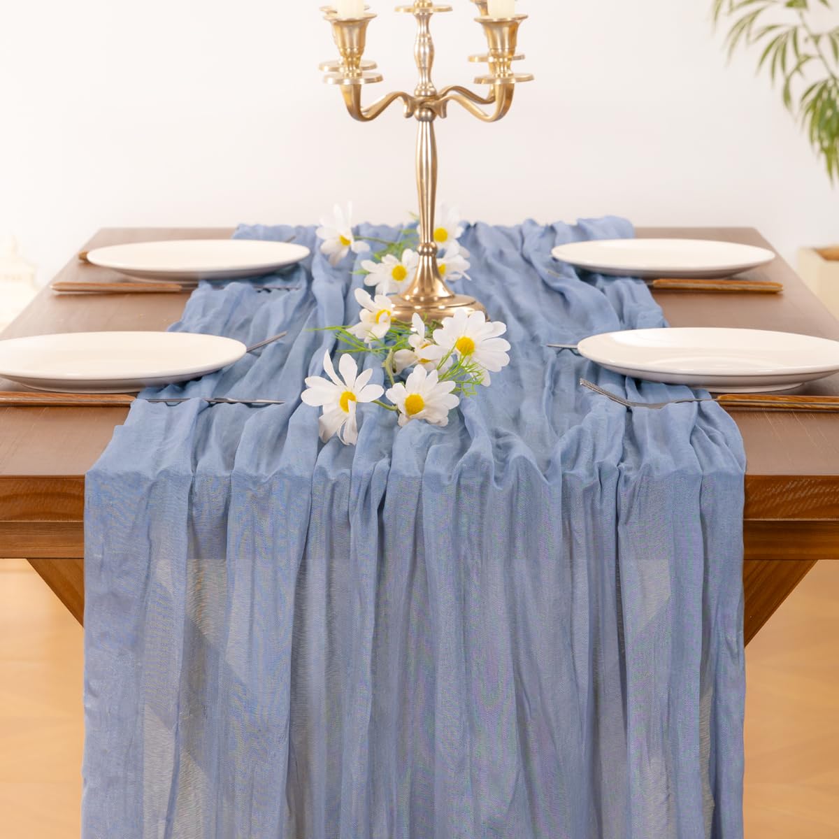 Socomi mantel de gasa para fiestas, fácil de lavar sin desteñir.