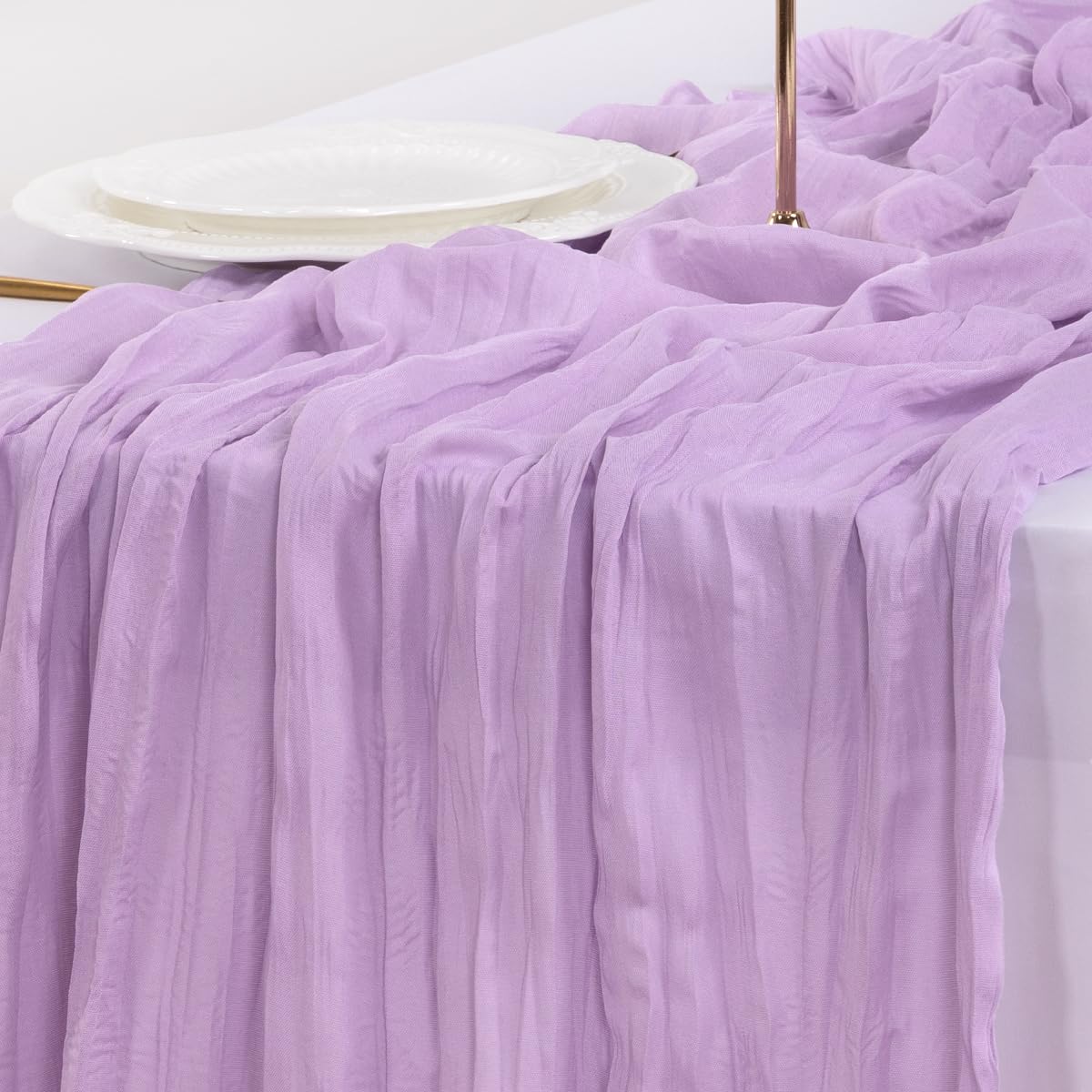 Socomi mantel gasa lavanda, cuidado sencillo, lavado suave sin planchar para textura persistente.