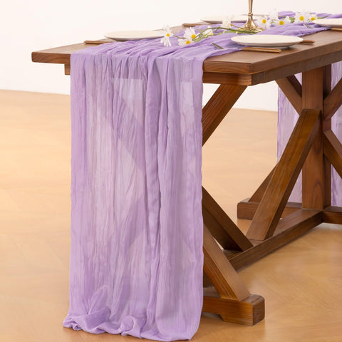 Socomi mantel gasa lavanda, uso para boda, añade textura suave a la ceremonia.