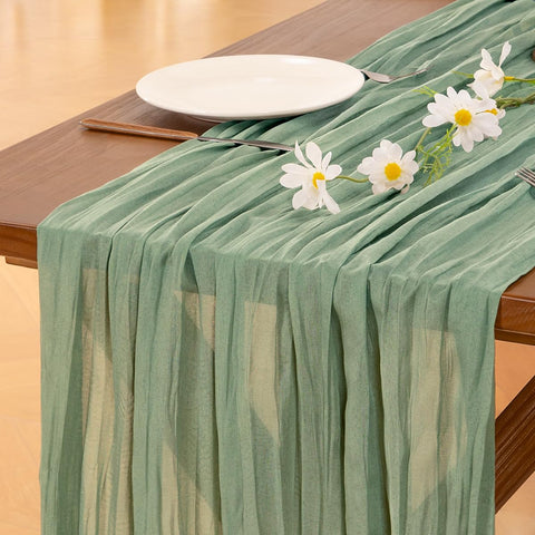 Socomi mantel de gasa verde salvia facilita limpieza y almacenamiento sencillo.
