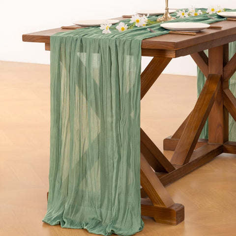 Socomi mantel de gasa verde salvia con bordes cosidos para mayor durabilidad.