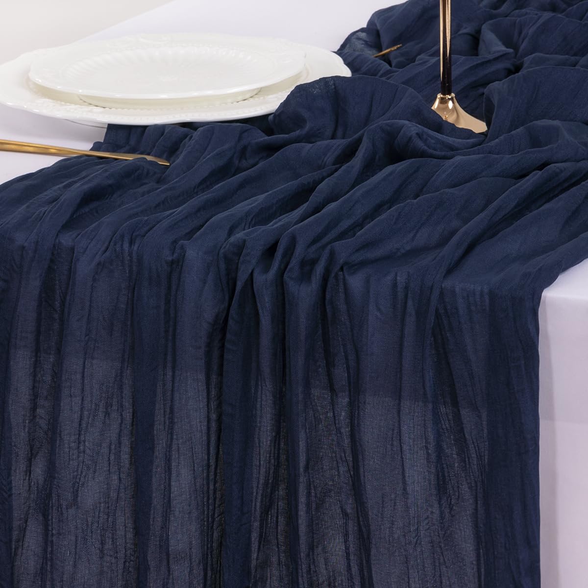 Socomi tela gasa azul marino, duradera y fácil de combinar.