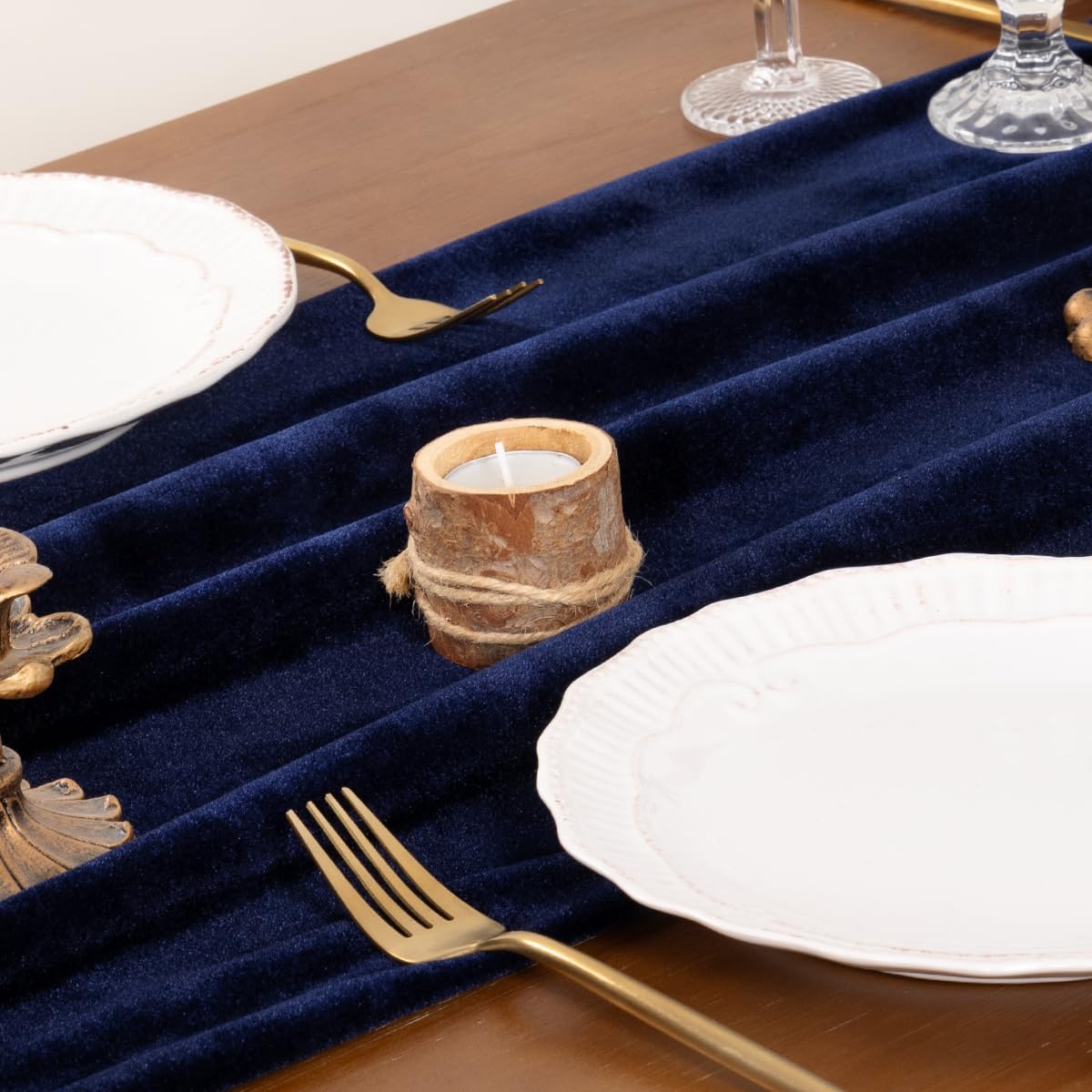 Socomi corredor de mesa para fiestas en azul marino añade brillo elegante