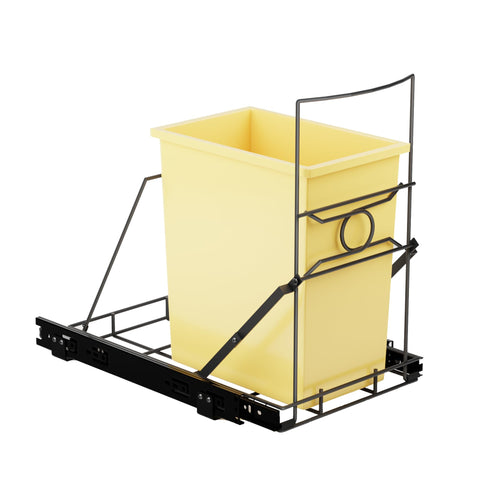 SOCONT sistema deslizante para basura en mueble negro, mayor estabilidad.