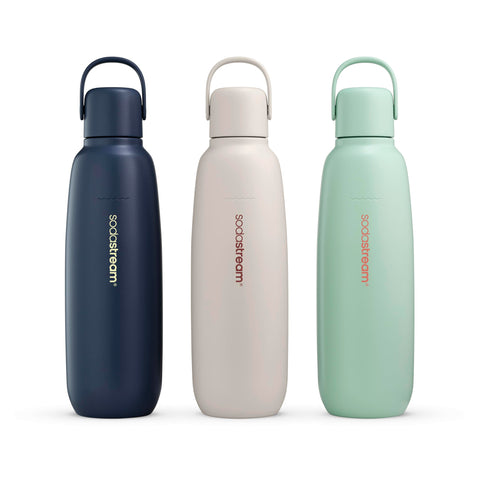 Sodastream Fizz & Go Cool, asa de transporte visible, perfecta para llevar bebidas con facilidad.