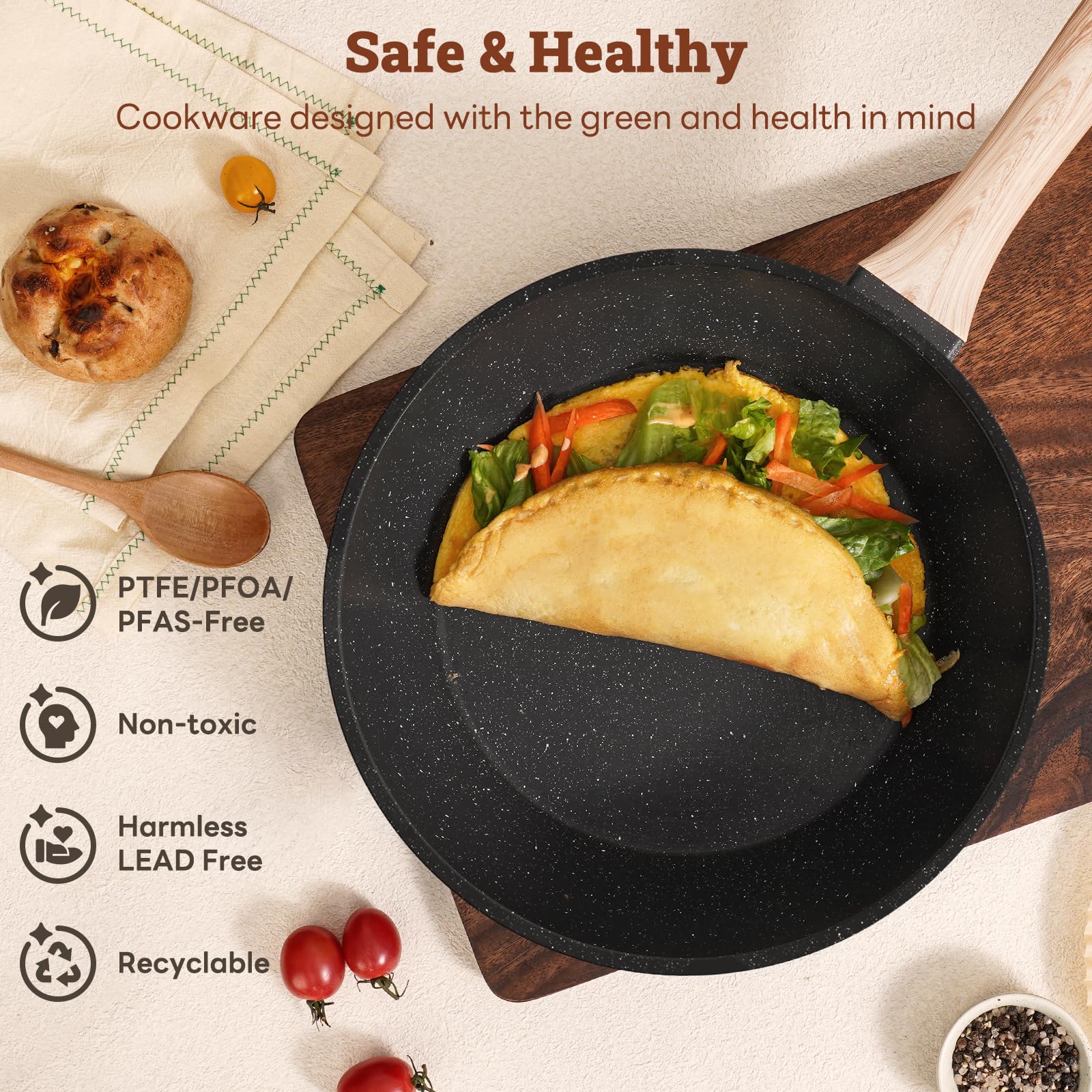 SODAY sartén para huevos de 4 tazas para desayunos rápidos.