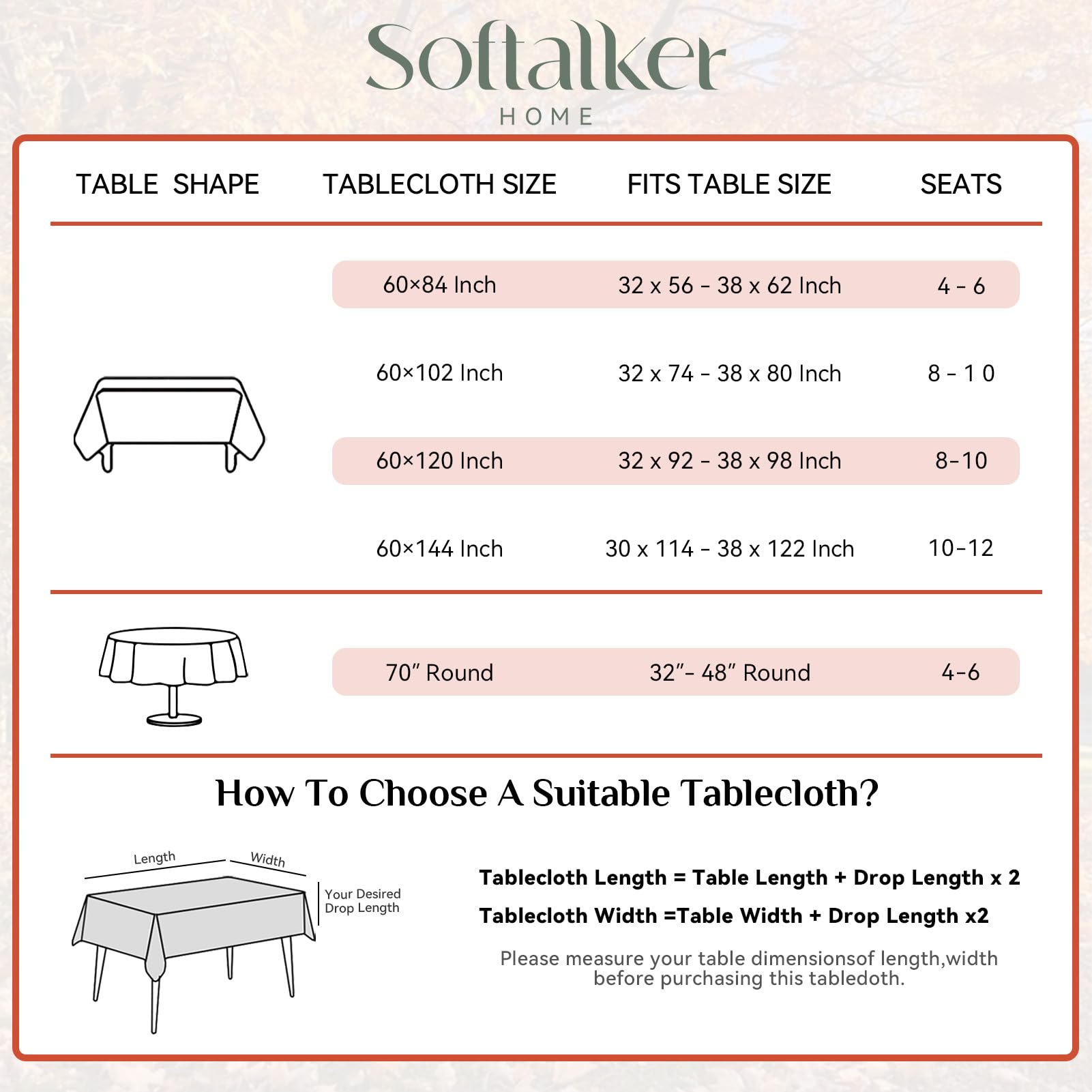 Ambientación festiva con mantel Softalker para mesas de otoño