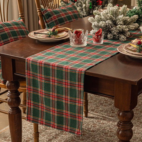 Softalker corredor de mesa verde tartán, añade elegancia a la mesa.