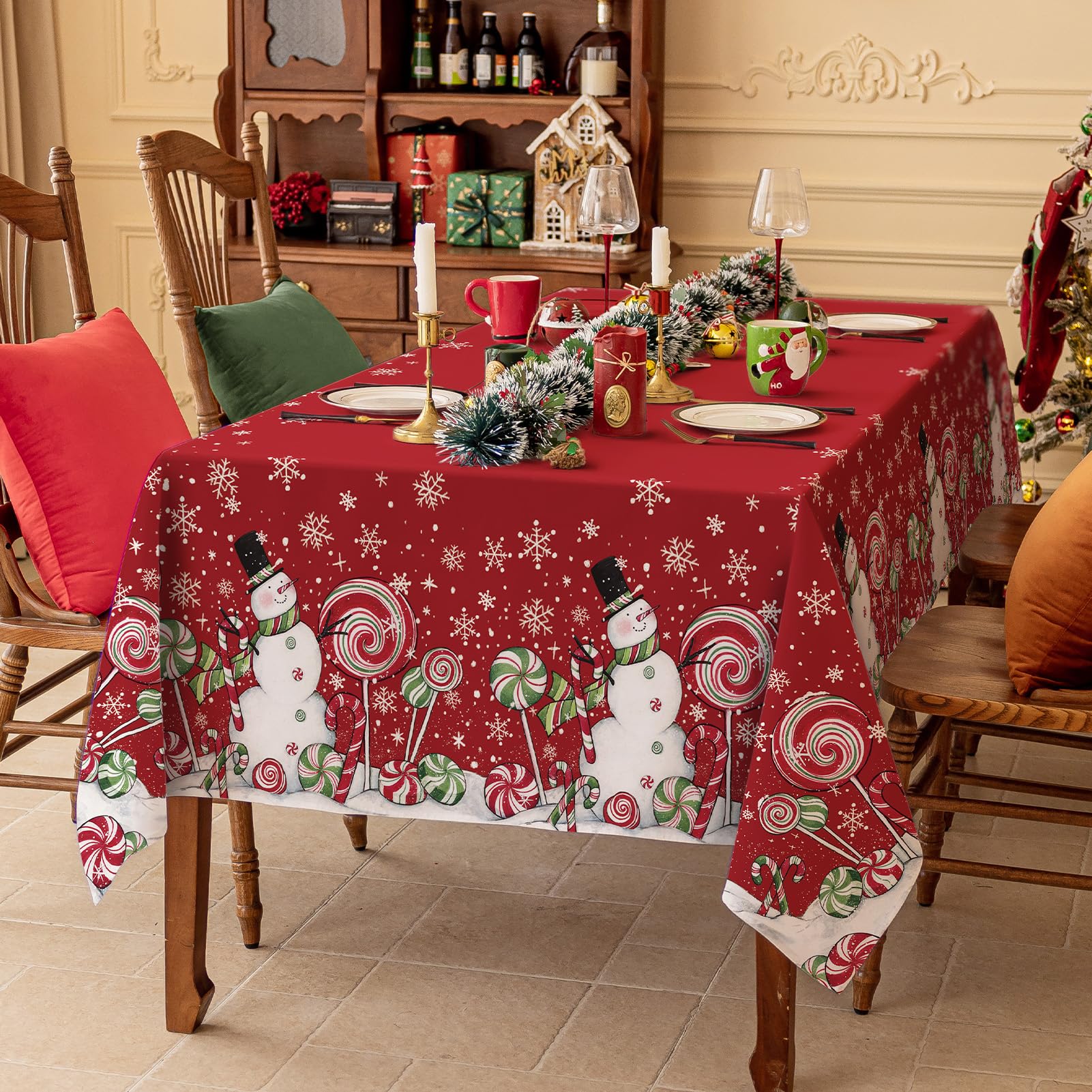 Mantel Softalker con copos de nieve aporta elegancia invernal y protege la mesa.