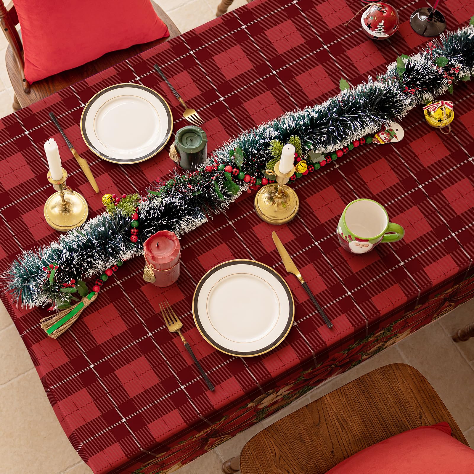 Mantel Softalker de poliéster lavable, fácil de limpiar tras la cena.