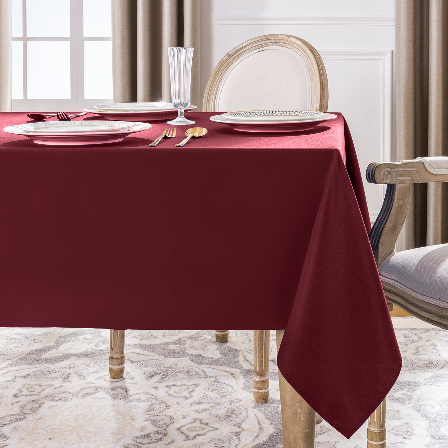 Mantel Softalker burdeos lavable a máquina para limpieza rápida