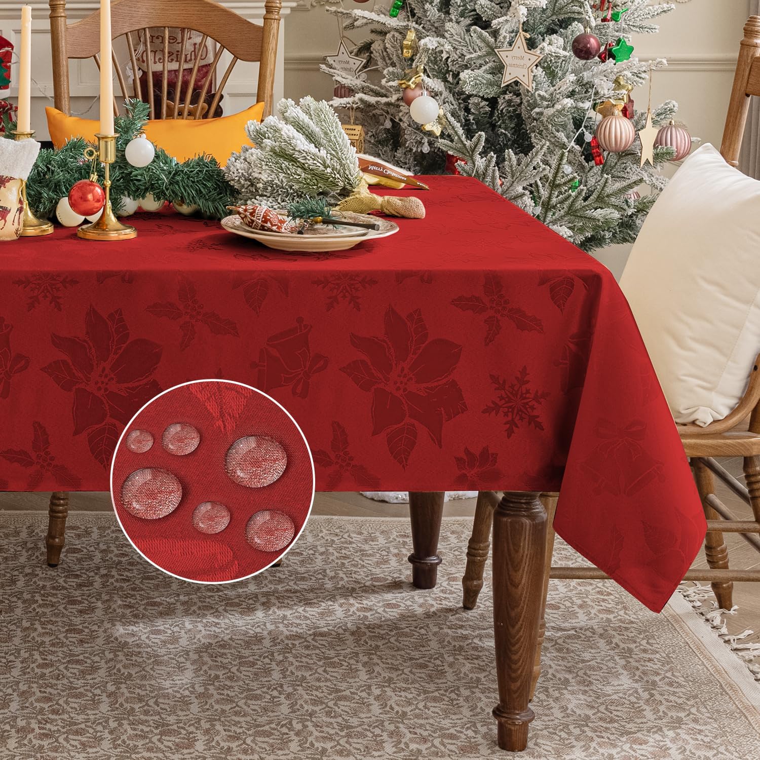 Softalker centro de mesa jacquard navideño eleva la ambientación festiva.