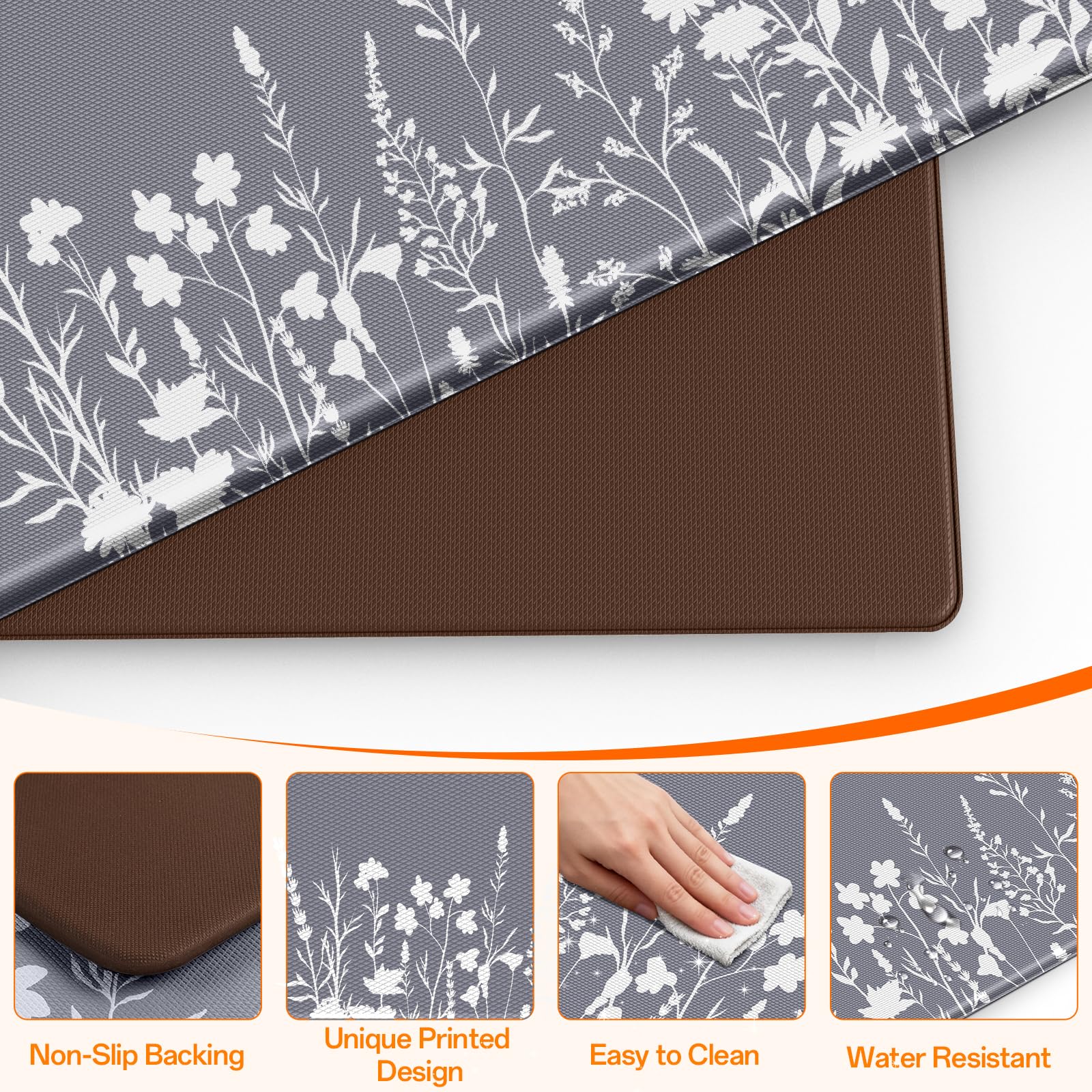 SofterCharm alfombras cocina-resistentes-al-agua protegen el suelo frente a derrames.