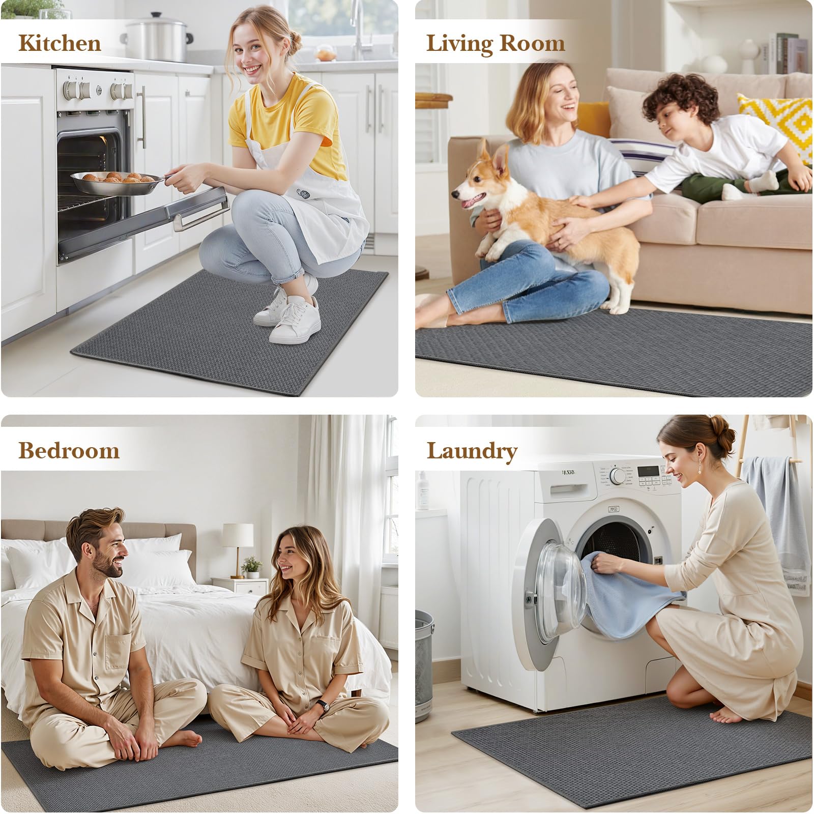 SofterCharm decoración cocina gris añade estilo y protección al piso.