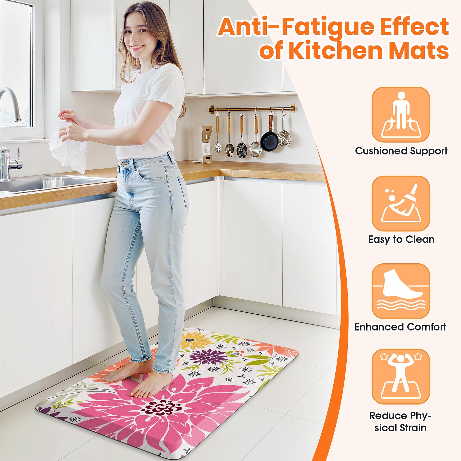 SofterCharm Mat cocina confort excepcional: acolchado denso para jornadas sin fatiga