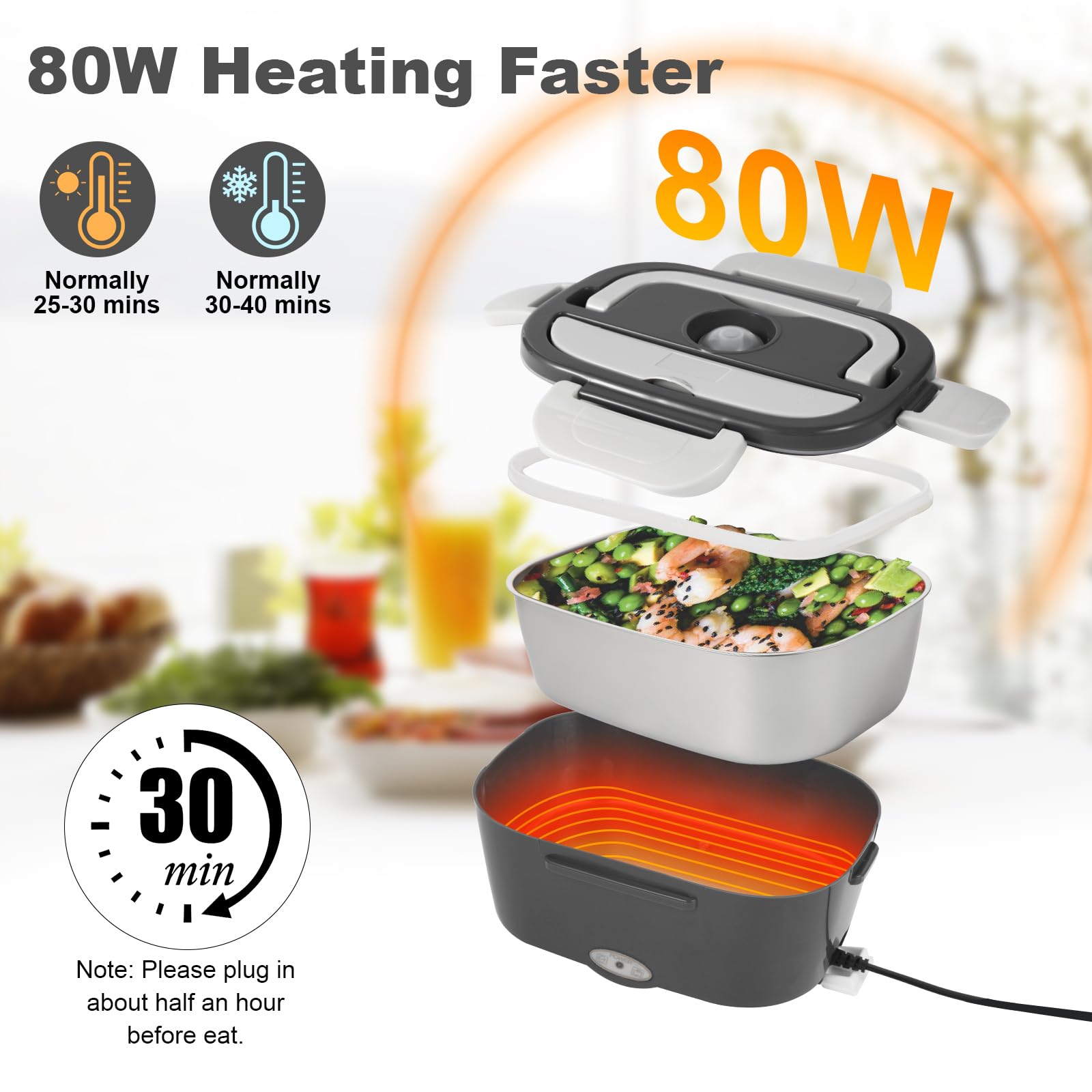 SOHIDA fiambrera con compartimento fruta 0,45L PP, ideal para snacks
