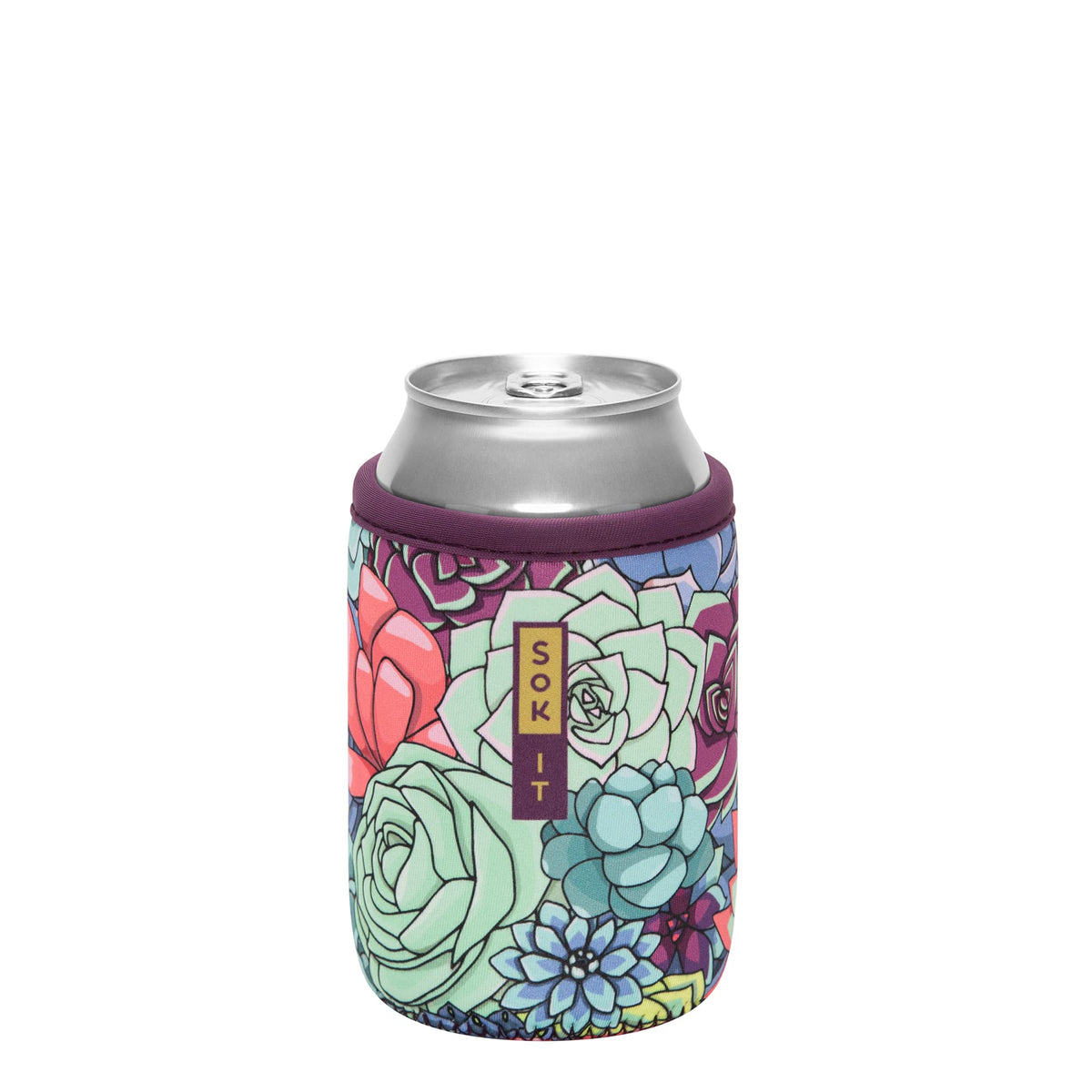 Sok It CanSok con diseño de suculentas para lata de 12 oz, ideal para casa y salidas