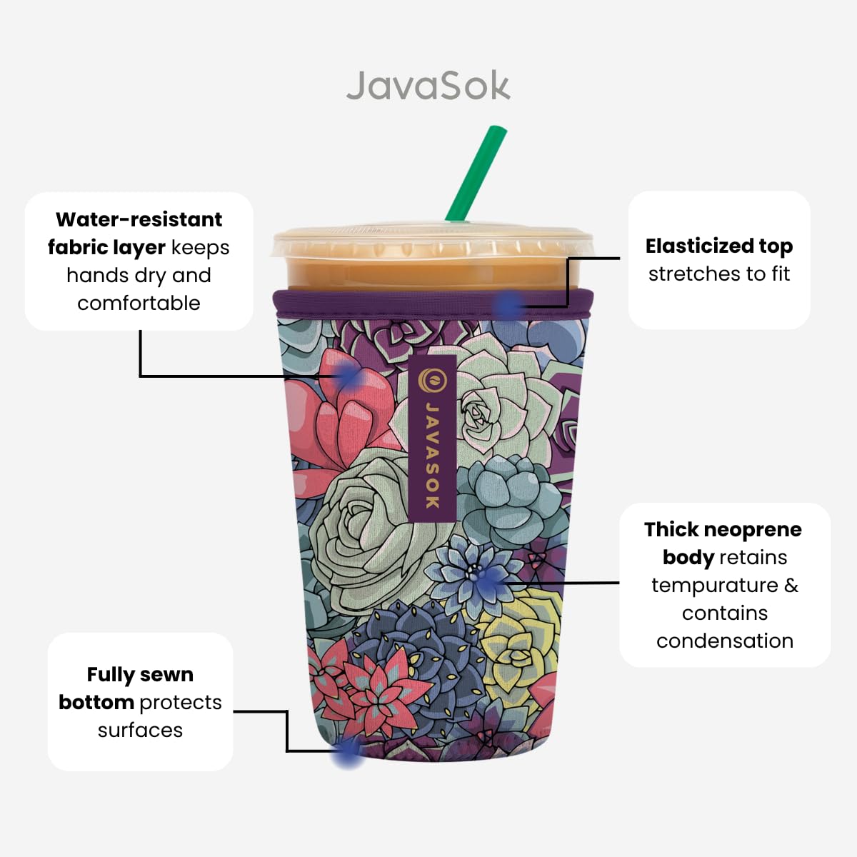 Sok It JavaSok aislante de neopreno evita condensación y facilita el agarre.