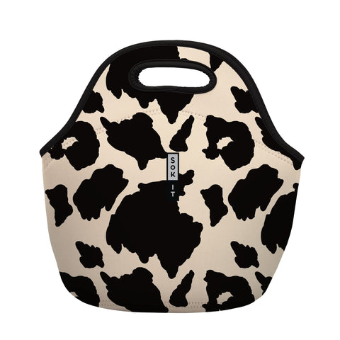 Sok It LunchTote con estampado vaca en exterior, ideal para comida fresca todo el día