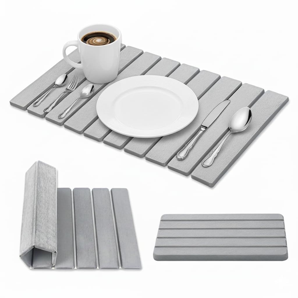 SOKINCLR mat-secado-piedra-24x16 extendido para secado rápido de vajilla.