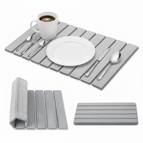 SOKINCLR mat-secado-piedra-24x16 extendido para secado rápido de vajilla.
