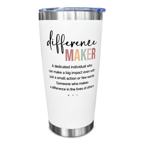 SOL VIBES Difference Maker Tumbler frontal, ideal para uso diario.
