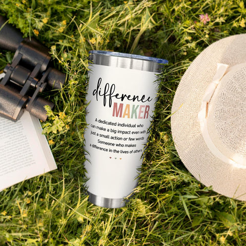SOL VIBES Difference Maker Tumbler regalo inspirador para el equipo.