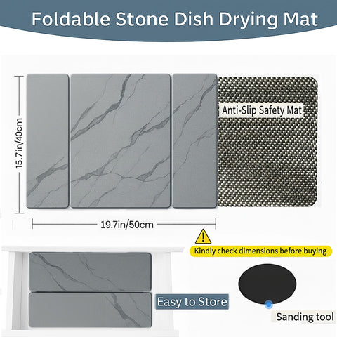 Piedra de secado SolaVelle plegable, ideal para ahorrar espacio en cocinas.