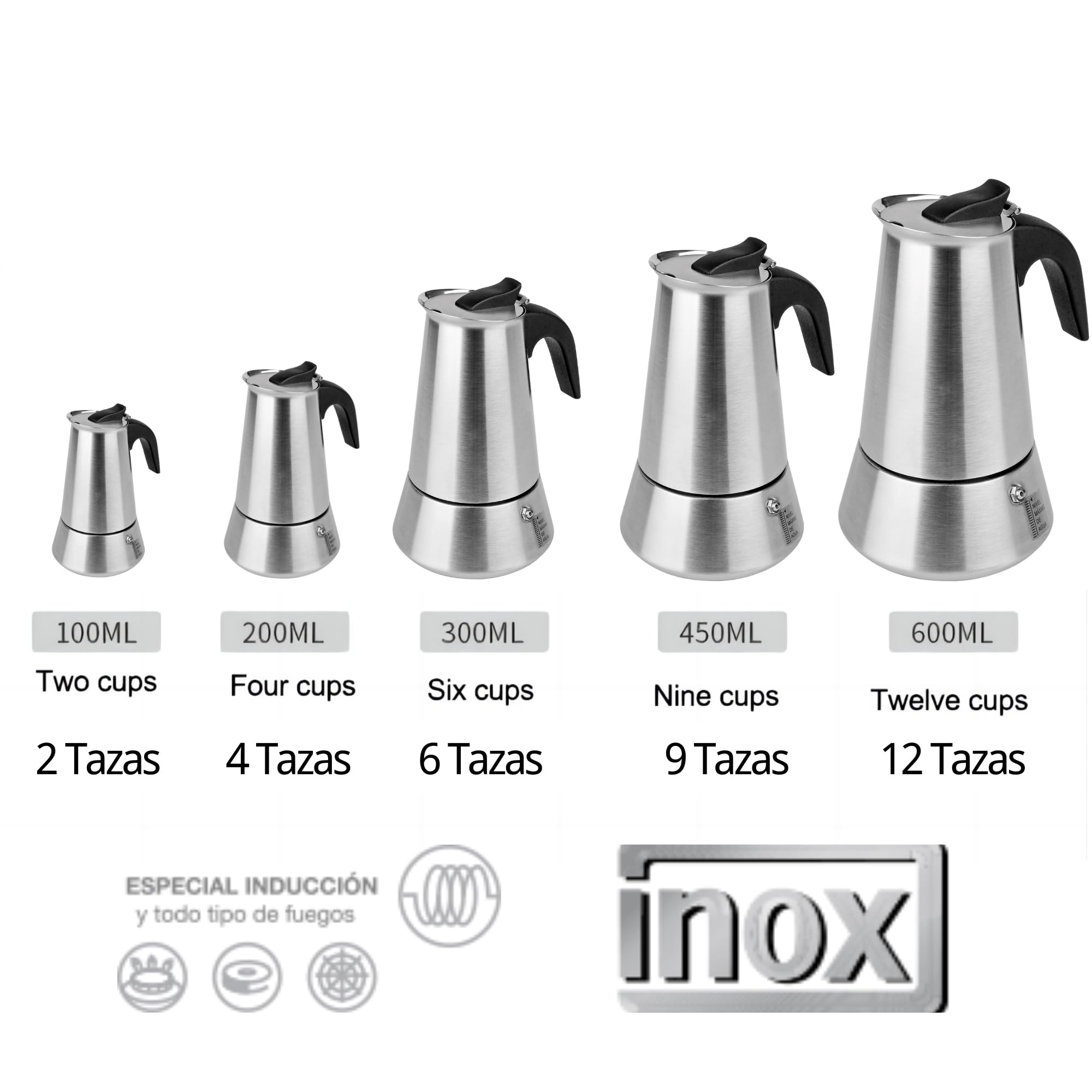Solazzia cafetera moka diseño ergonómico para manejo cómodo.