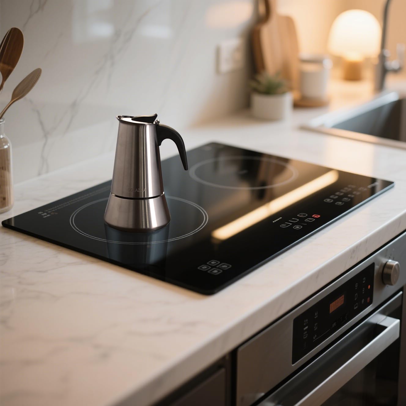 Solazzia cafetera moka preparación rápida para cafés mañaneros.