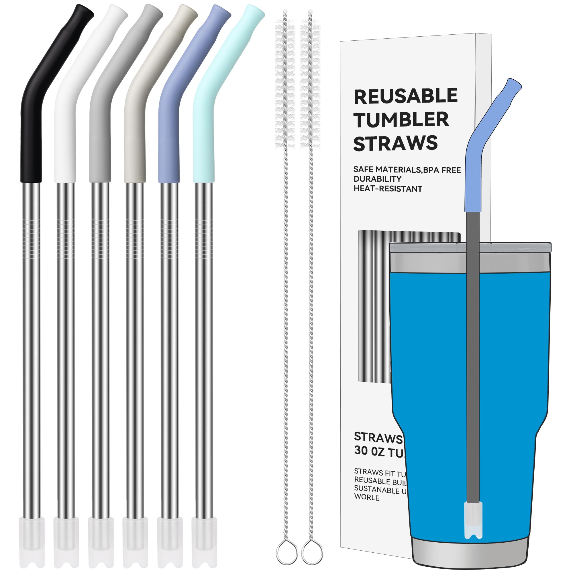 Soledea pajilla de metal recta para vasos de 30 onzas, duradera y reutilizable