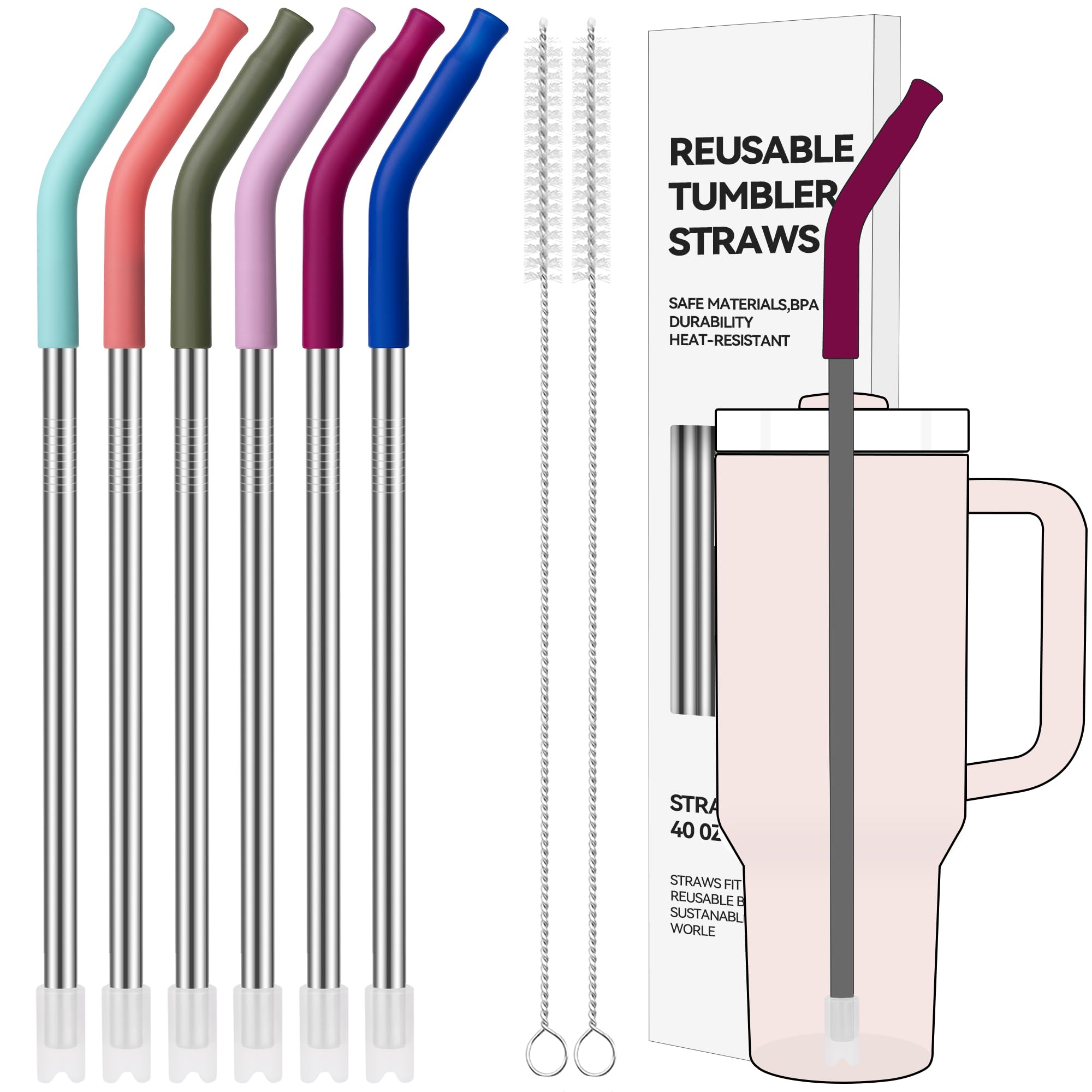 Pajillas Soledea rectas de acero para Stanley Quencher, durabilidad para bebidas frías o calientes.