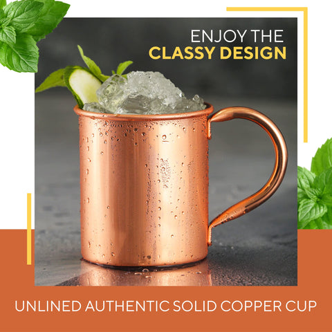 Solid Copper Moscow Mule con hielo listo para servir.