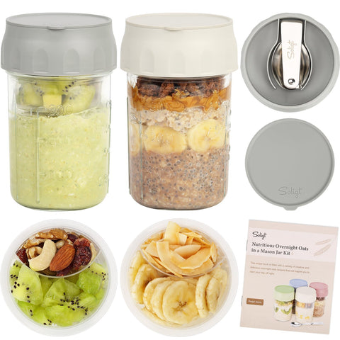 SOLIGT contenedores para avena de la noche con tapas plegables