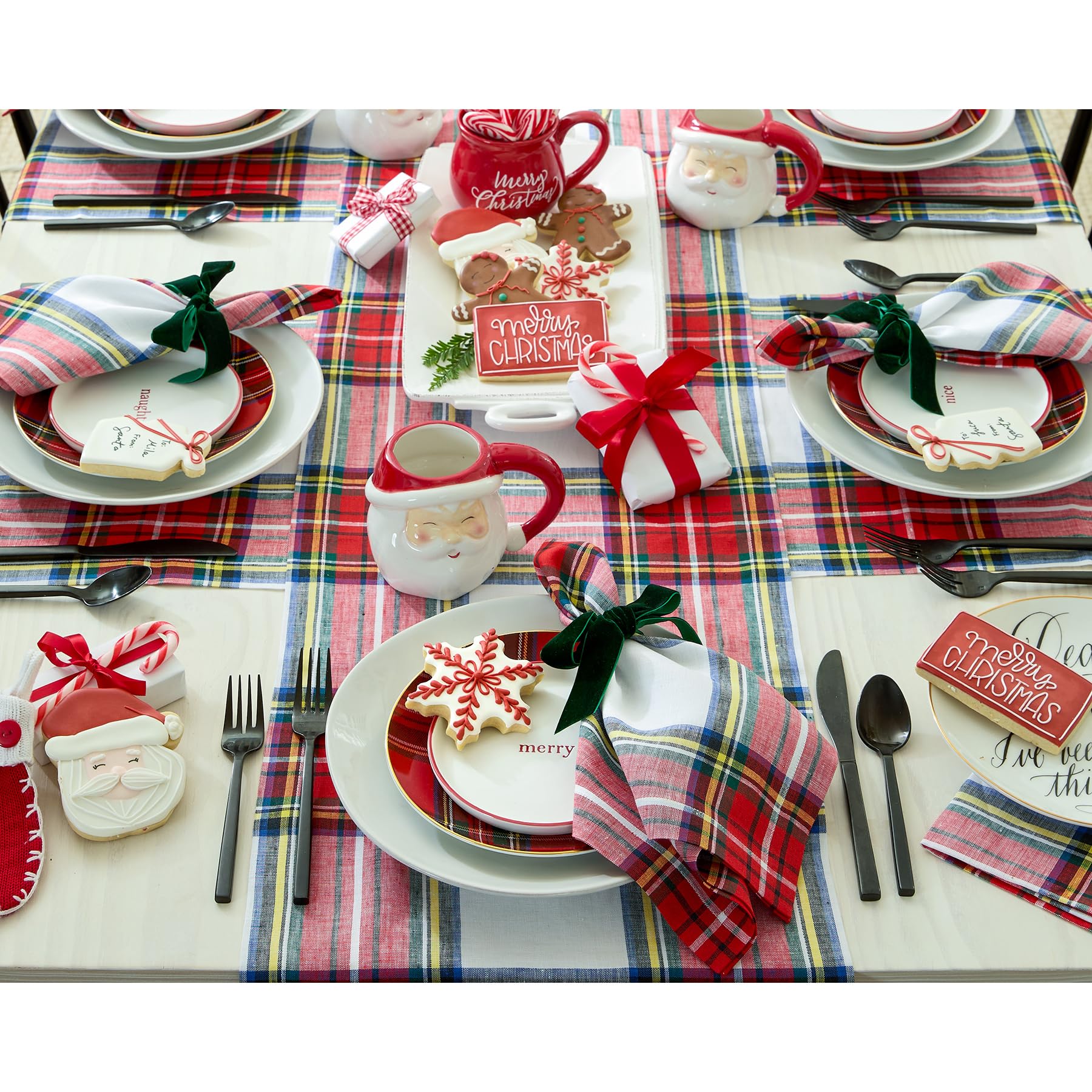 Solino Home camino de mesa lino blanco para comedor, combinación versátil para cenas diarias
