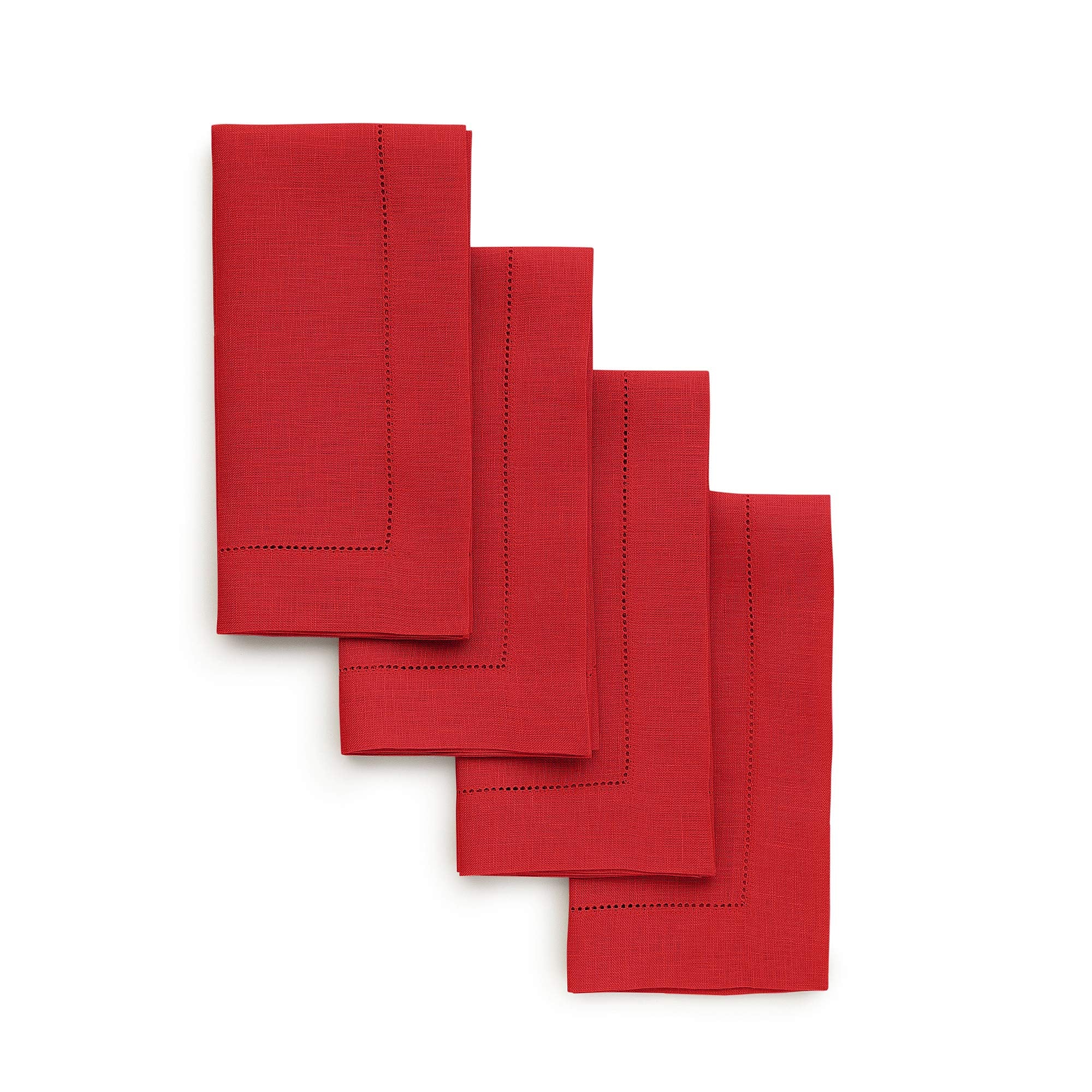 Solino Home: servilletas rojas de lino 20x20 en plano para mesa elegante.