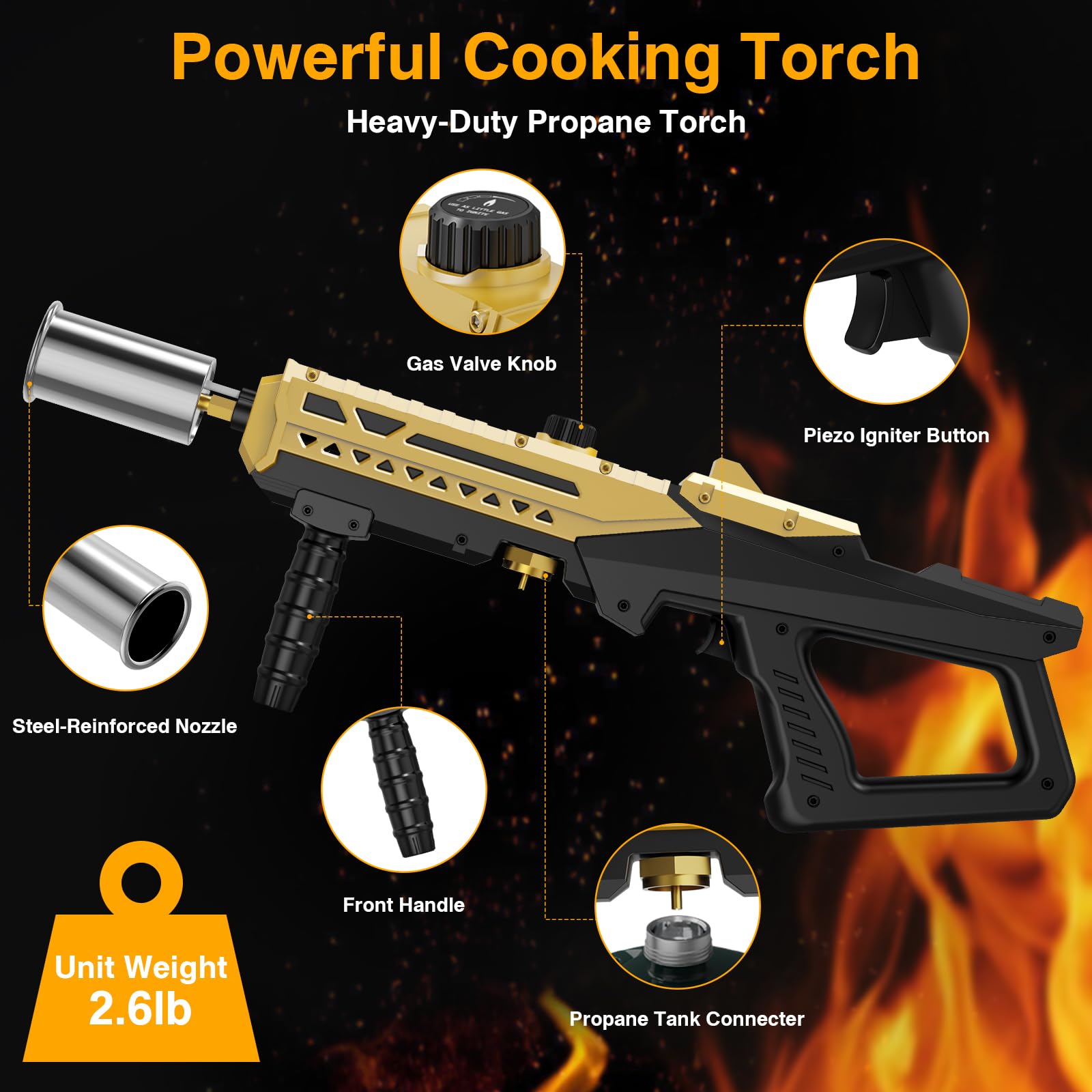 Sondiko antorcha multiuso para cocina y exteriores, perfecto para asar y fogatas.