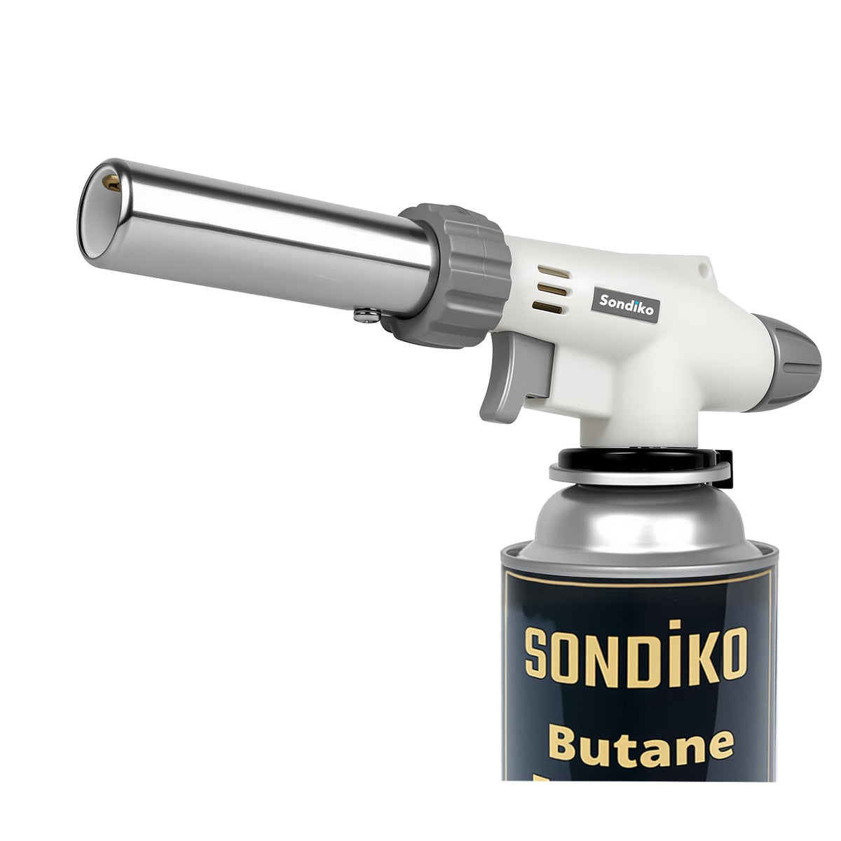 Sondiko cabezal soplete dual en uso culinario para cocina y parrilla.