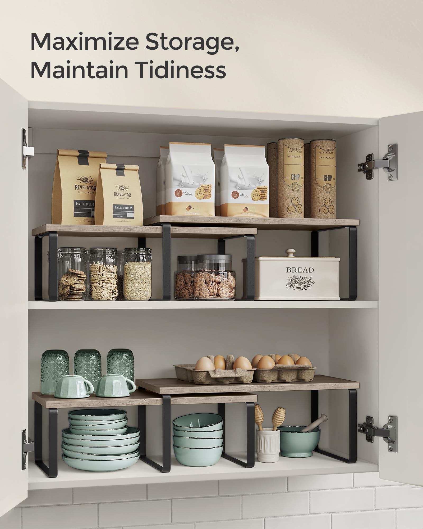SONGMICS diseño contemporáneo negro mate con superficie de madera