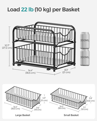 SONGMICS dos cajones deslizantes ergonómicos para ordenar armario