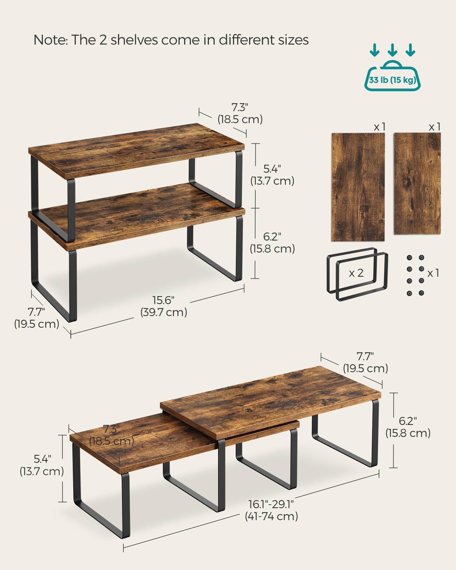 SONGMICS diseño moderno en negro intenso y marrón rústico añade estilo a la cocina.