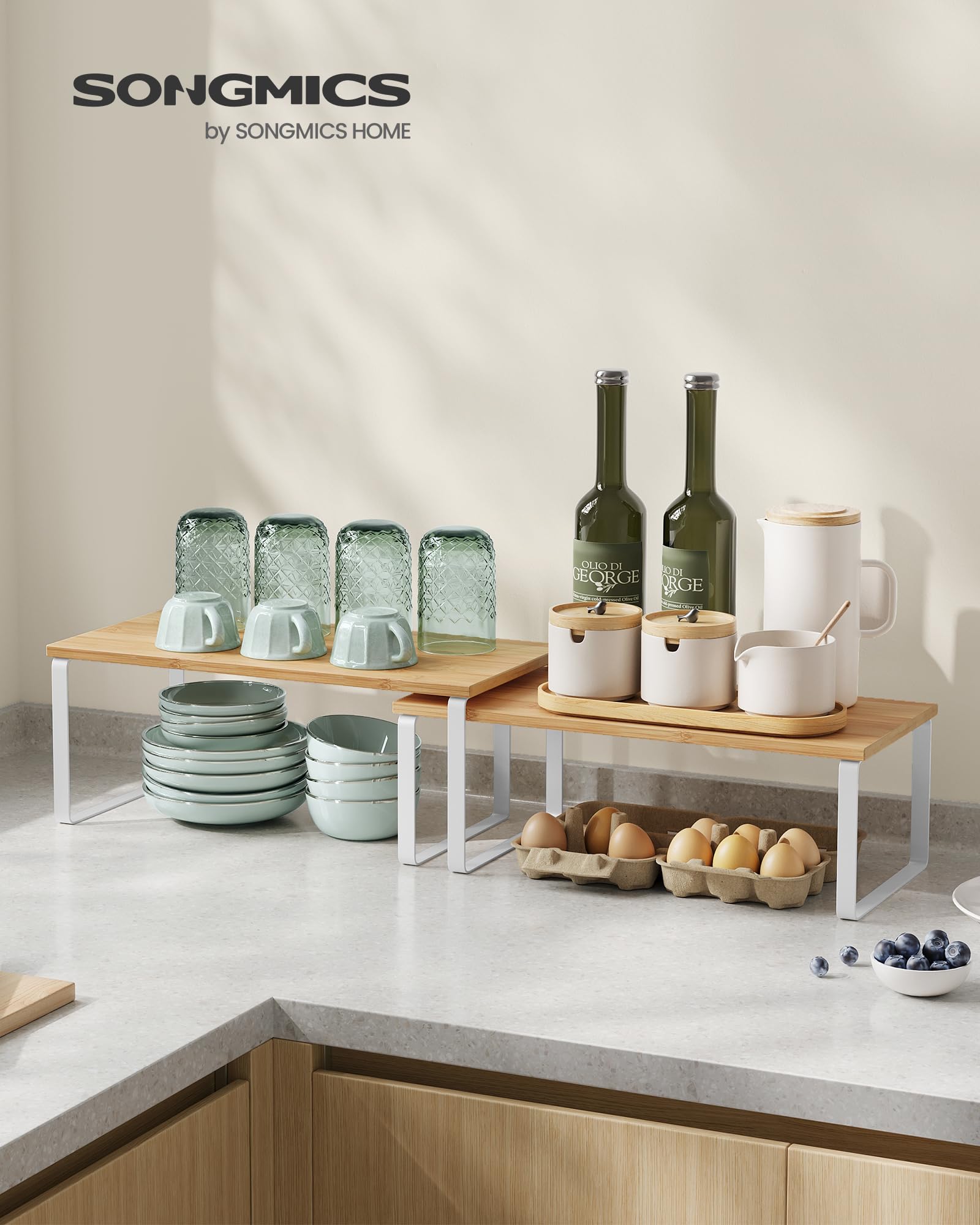 SONGMICS estante-cocina encimera-natural-beige perfecto para utensilios ligeros