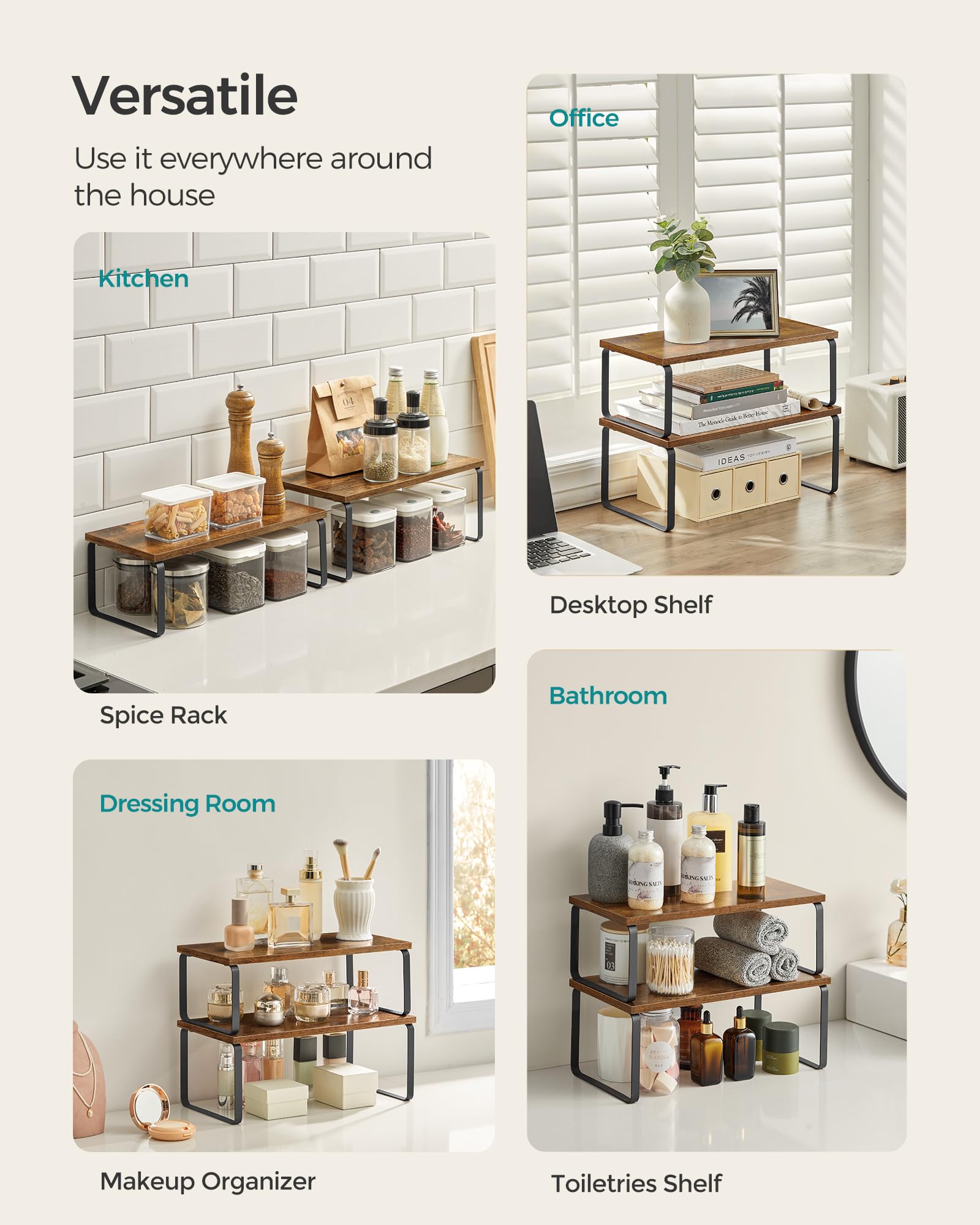 SONGMICS estante grande de cocina para ollas ligeras y utensilios.