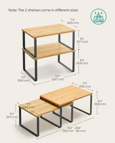 Songmics estante para condimentos en acero y madera, alta durabilidad.