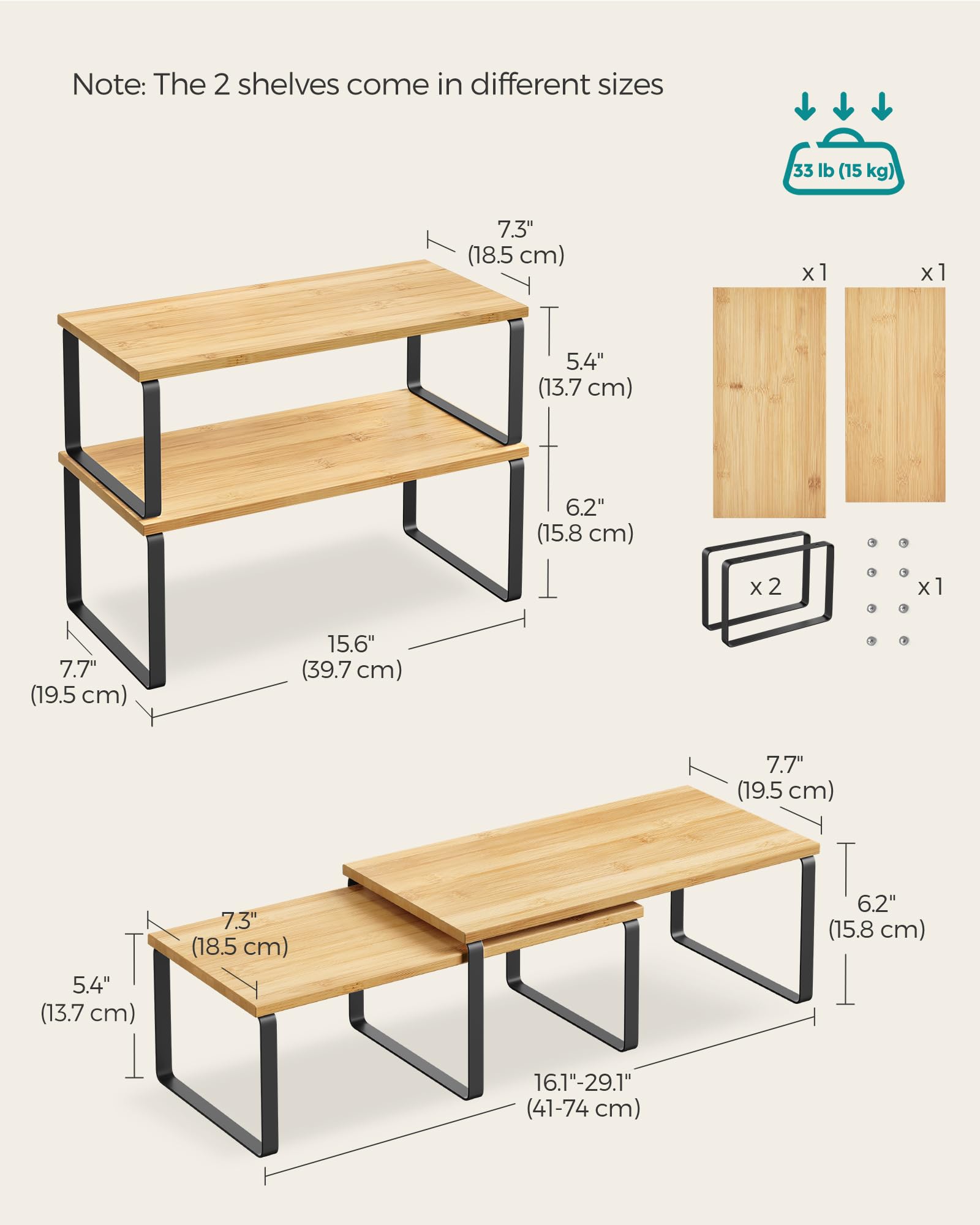 SONGMICS estante para condimentos en encimera, diseño compacto para encimeras.