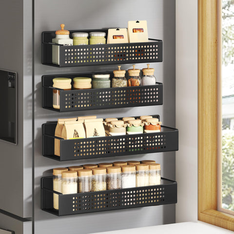 Estante magnético SONGMICS grande para refrigerador ofrece almacenamiento adicional sin taladrar