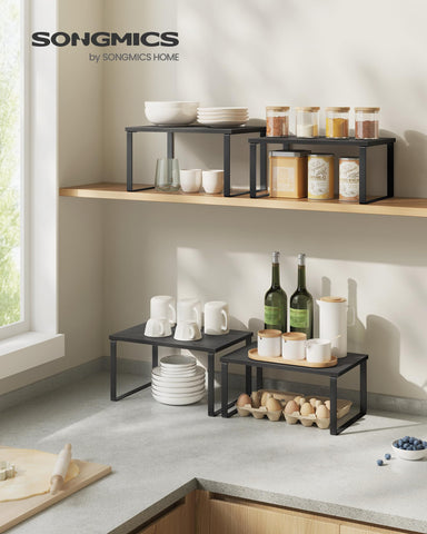 SONGMICS estante para especias acero y madera, almacenamiento eficiente